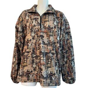 Oilfield Camo Mens XL Fleece 1/4 Zip Pullover Jacket